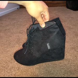 Black wedge booties